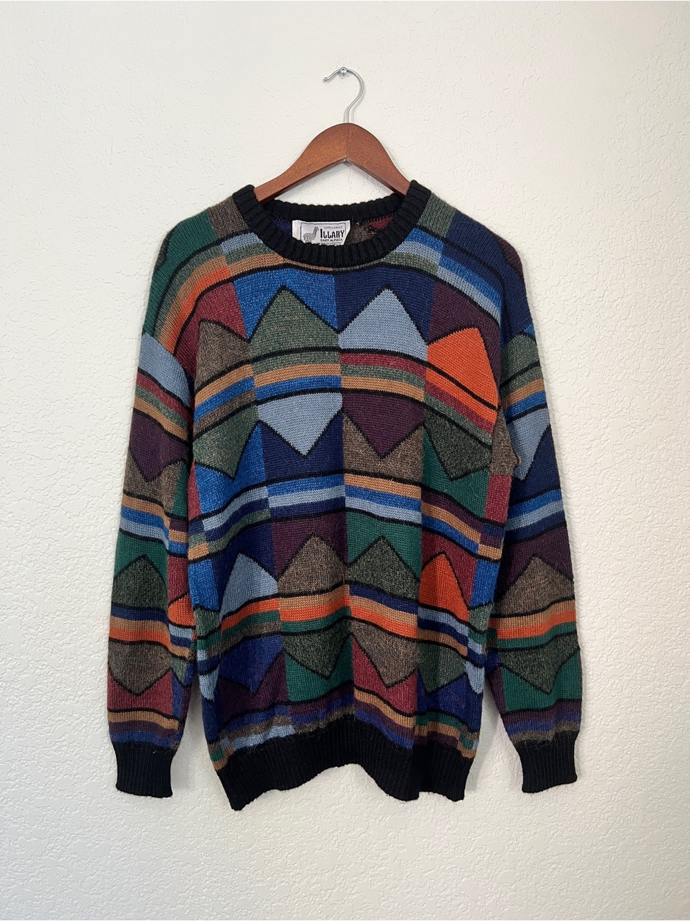 Vintage Multicolor Baby Alpaca Wool Geometric Sweater